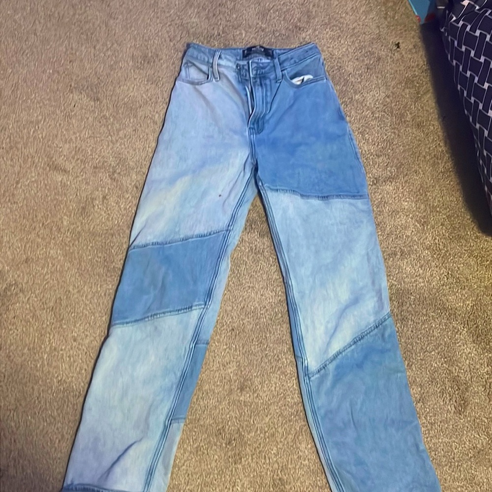 hollister patched dad jeans